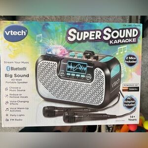 VTech Super Sound Karaoke Portable Bluetooth, 2 Mics Included, Party Lights